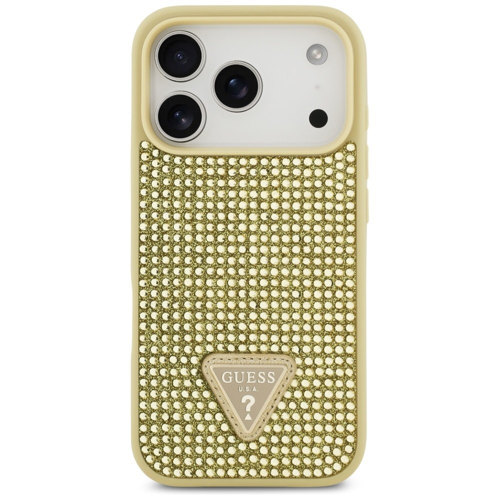 Etui Guess Rhinestone Triangle Logo do iPhone 17 Pro złoty